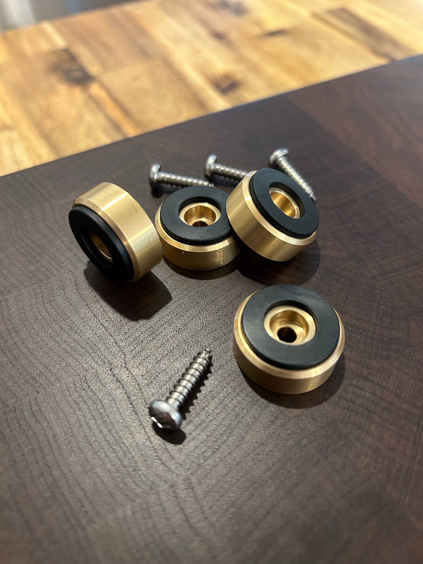 Brass and stainless steel cutting board feet