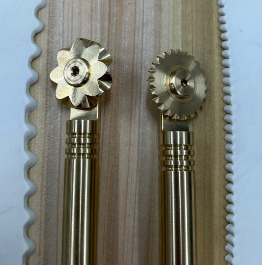 Heirloom brass cutters, decorative pasta & pastry wheels