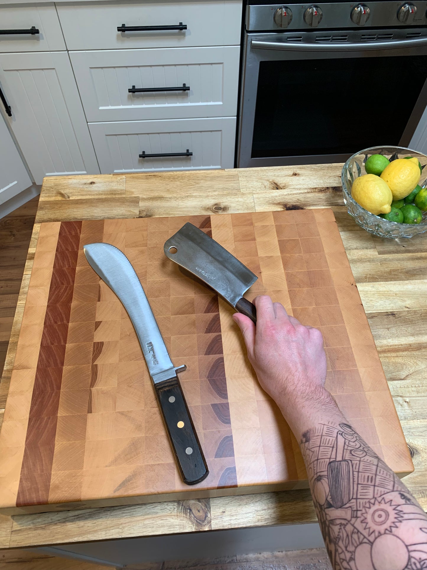 Counter top end grain butcher block, North American yellow birch