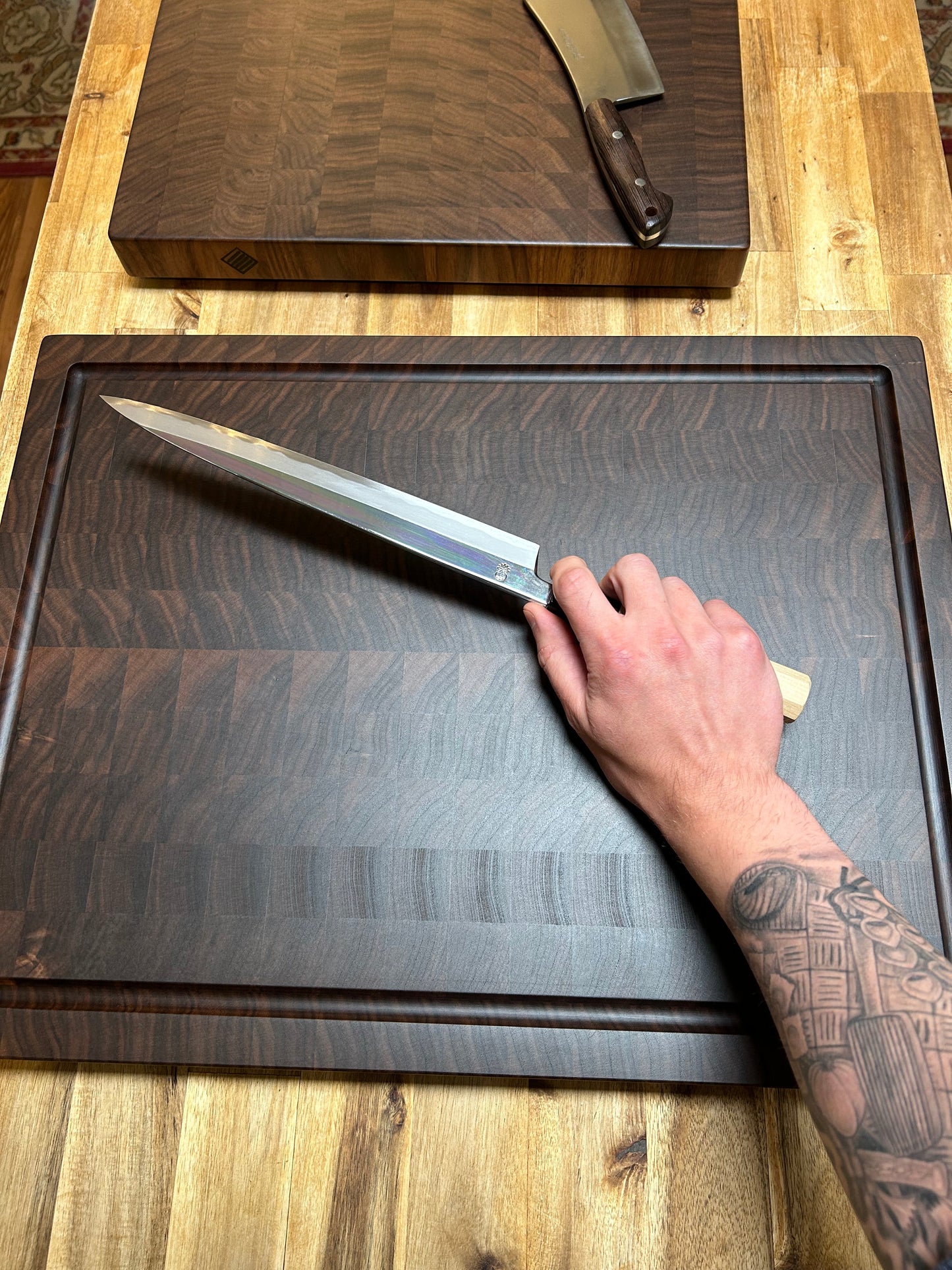 Personalizable end grain cutting board, walnut & cherry, butcher blocks