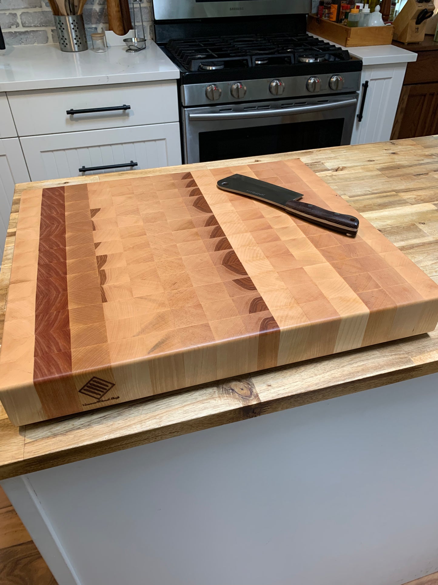 Counter top end grain butcher block, North American yellow birch