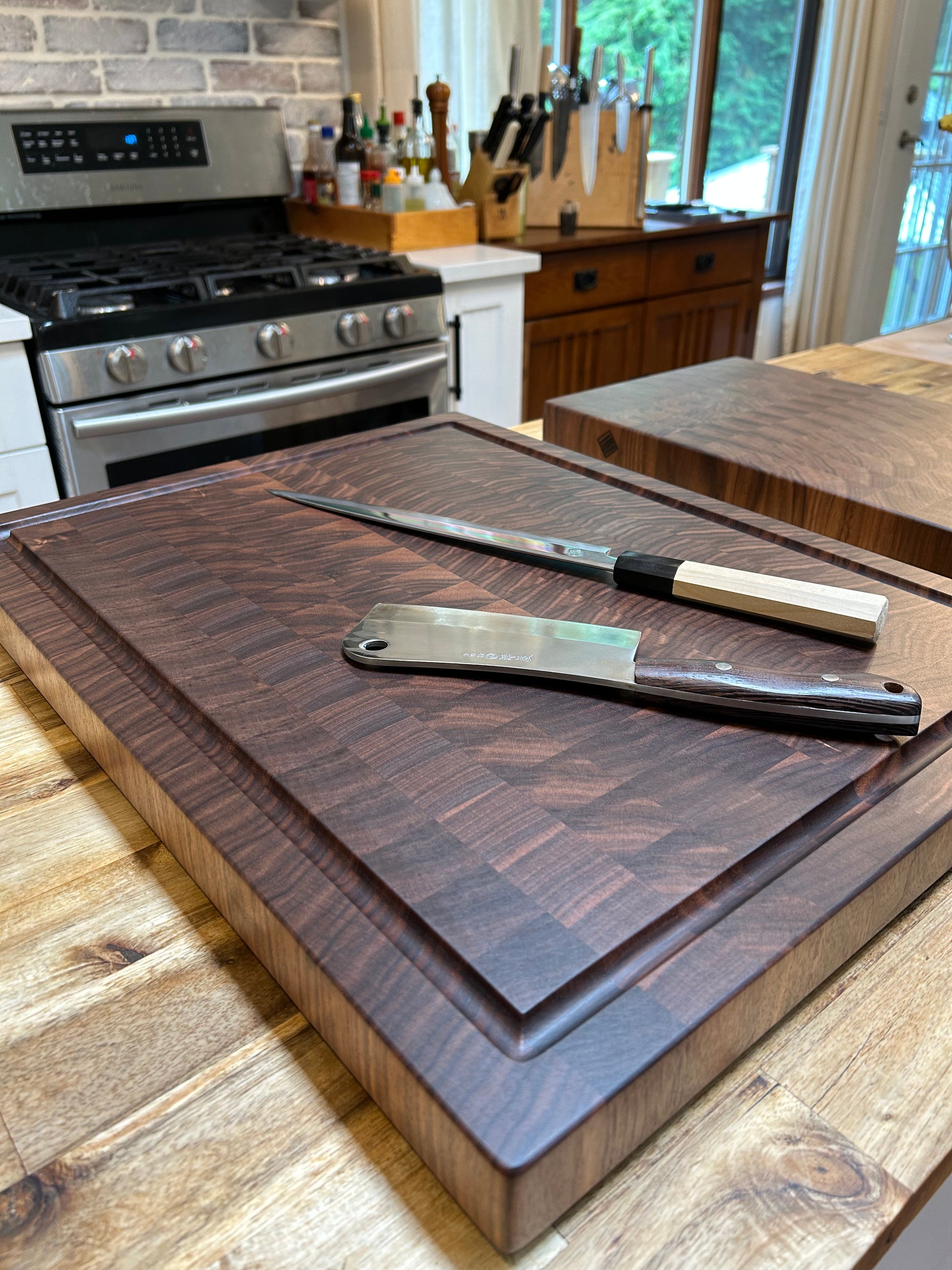  End Grain Wood cutting board - Wood Chopping block - Large  cutting board 16 x 12 Kitchen butcher block Oak cutting board non slip cutting  board with feet - Kitchen Wooden