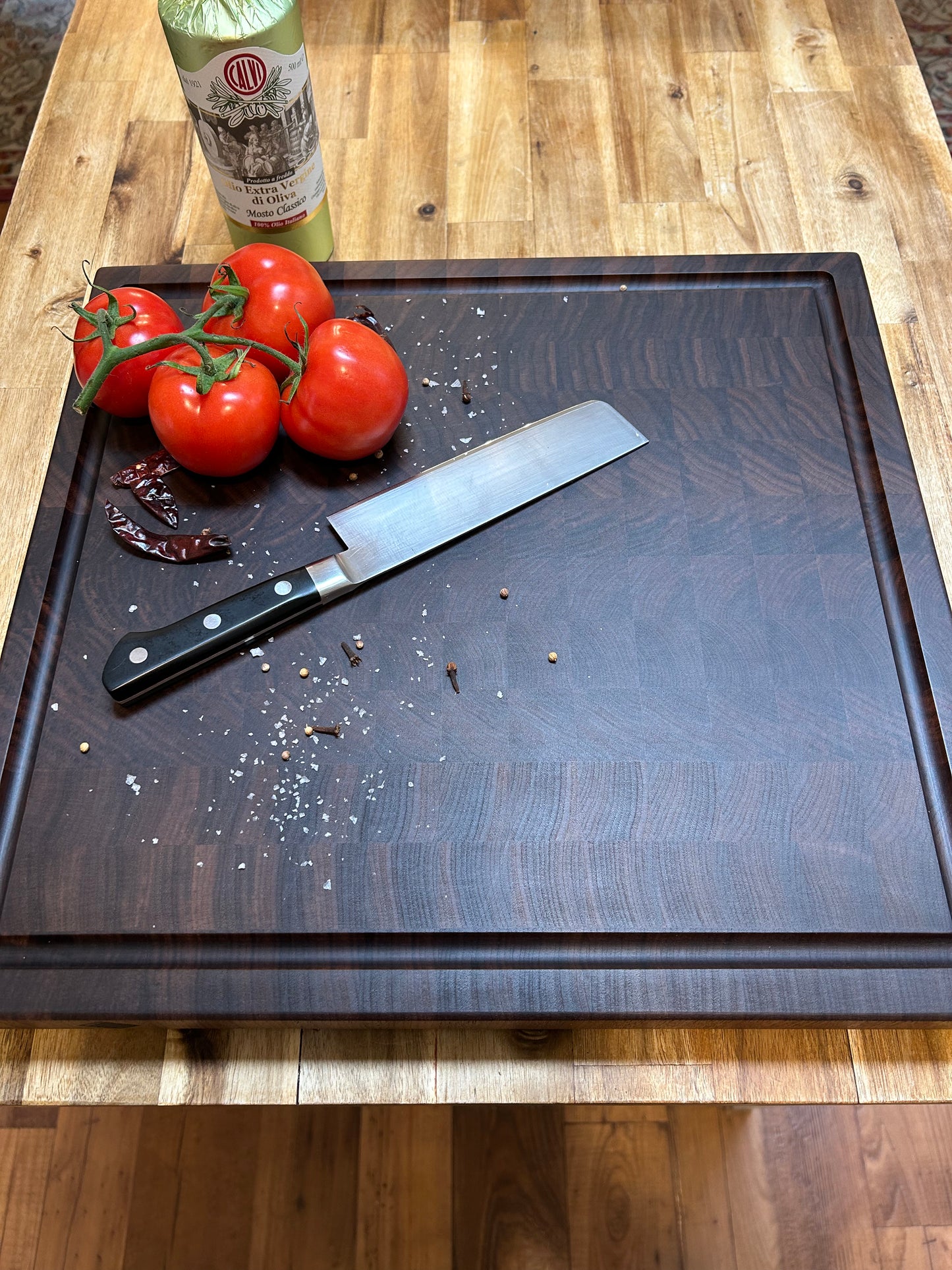End grain cutting board, butcher blocks, cherry & walnut. Mateo Kitchen