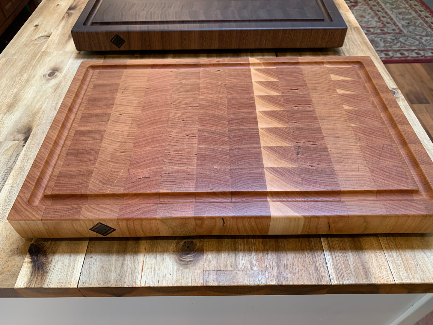 End grain cutting board, walnut & cherry, butcher blocks