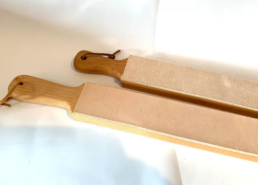 Leather knife strop, double sided, for kitchen, chef knives, razors